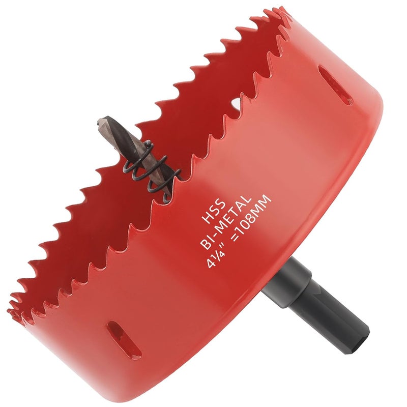GARHWAL 4-1/4 in. Bi-Metal Hole Saw Drill Bit - General Purpose Saw for Wood, Plywood, Cornhole, Ceiling, and Drywall - Includes Arbor & Pilot Bit - Image 1